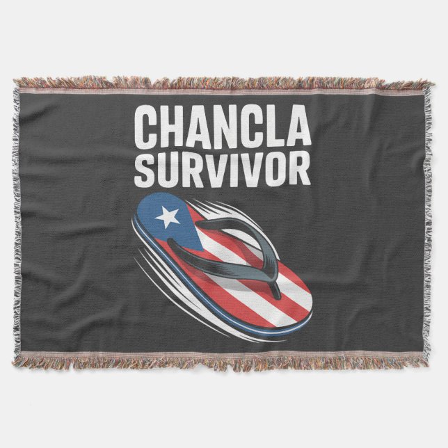 chancla survivor funny spanish joke throw blanket (Front)