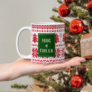 Chandail Knit vert et rouge Mug de Noël Cheer