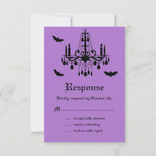 Chandelier and Damask RSVP Card