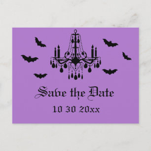 Chandelier and Damask Save the Date Postcard