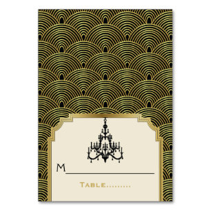 Chandelier Art Déco seigaiha mariage carte de plac