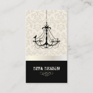 Chandelier + Baroque damask /pearl + bisque Business Card
