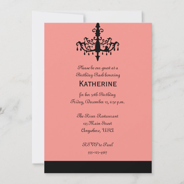 Chandelier Birthday Invitation (Front)