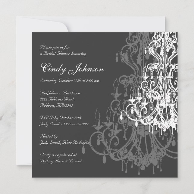 Chandelier Bridal Shower Invitation Card (Front)