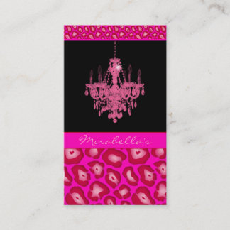 Chandelier Business Card Leopard Animal Pink