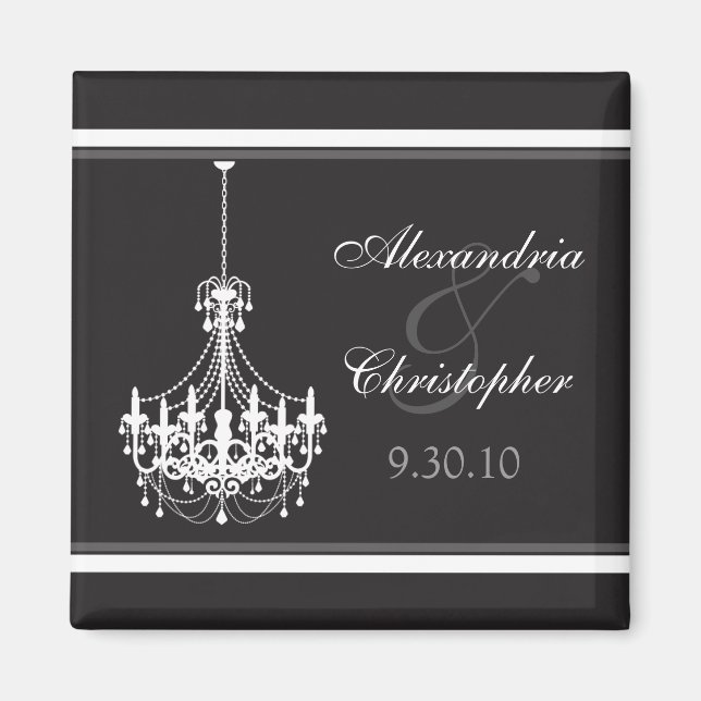 Chandelier classique mariage Favor Magnet (blanc) (Devant)