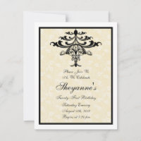 Chandelier Creme 21st Birthday Party Invitation