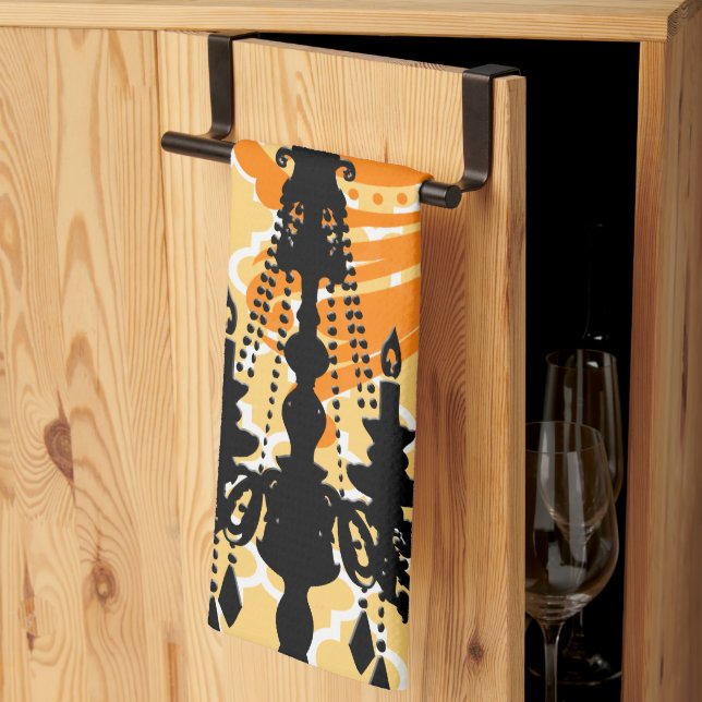 Chandelier Damask Moroccan Tile Kitchen Towel (Thirds Fold)