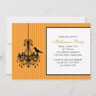 Chandelier et corbeau Halloween fêtes Invitations
