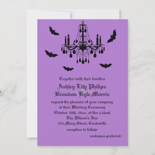 Chandelier et Mariage damassé Invitation (Devant)