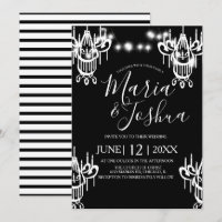 Chandelier Halloween Wedding Black and White Light