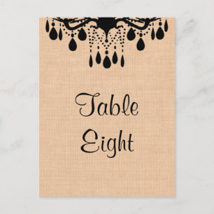 Chandelier on Burlap Table Number Postcard