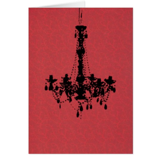 Chandelier on Red Background Card