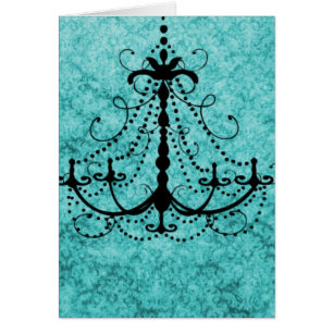 Chandelier on Vintage Teal Background