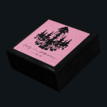 Chandelier Pink Black Damask Anniversary Gift Box<br><div class="desc">Wedding Black Lacquer Keepsake Custom Designer Personalized Jewellery Box or Memory Box Elegant Unique Wedding Anniversary  Christmas Gifts or Valentines Day Gifts</div>