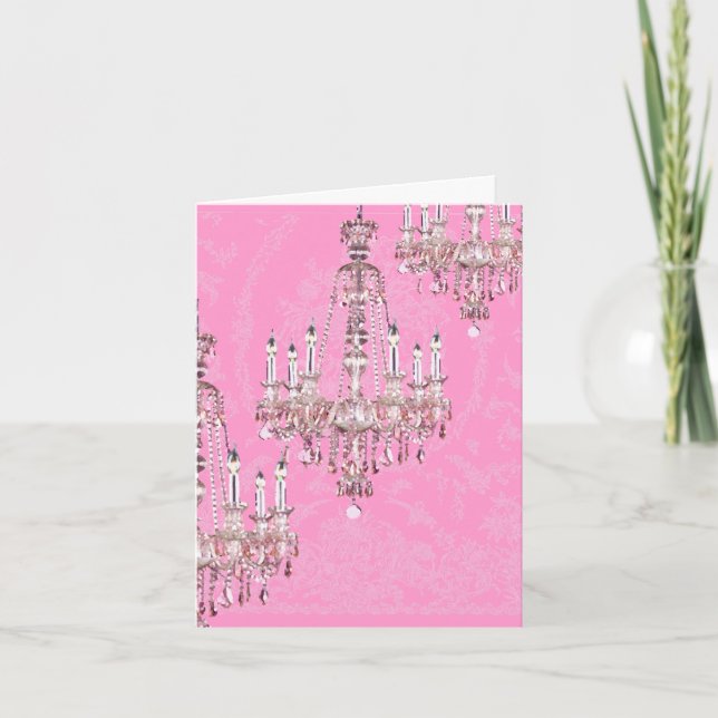 Chandelier~Pink Sparkling French Style Card (Front)