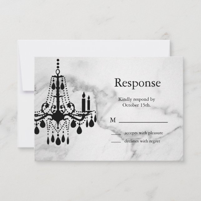 Chandelier RSVP on Marble Card (Front)