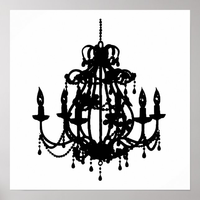 Chandelier silhouette wall art poster print (Front)