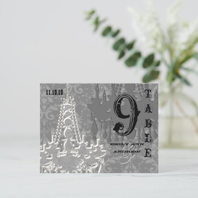 Chandelier Silver Playbill Table Number Card (Standing Front)