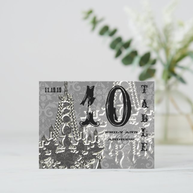 Chandelier Silver Playbill Table Number Card (Standing Front)