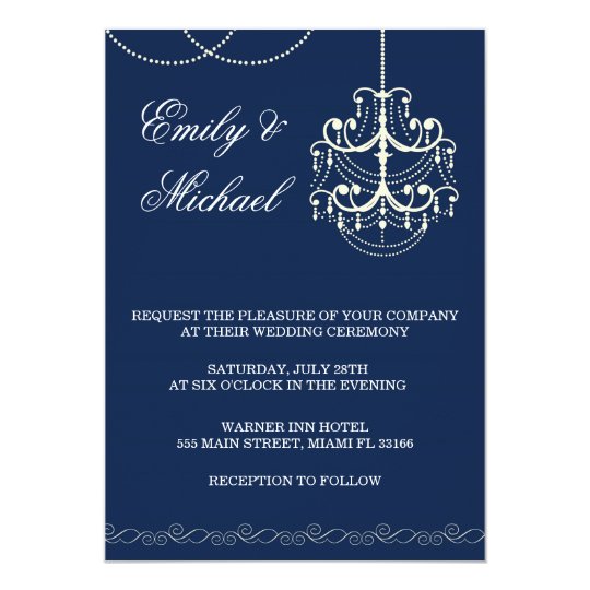 Chandelier Wedding Invitation Blue