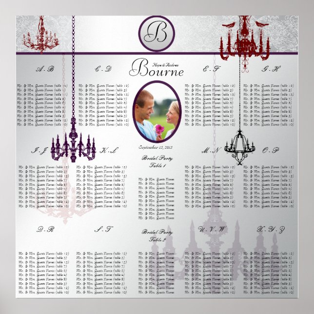 Chandelier Wedding Photo Seating Chart (Front)