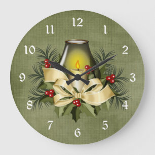 Chandelle De Noël Jolie Tan Horloge Mur De Vacance