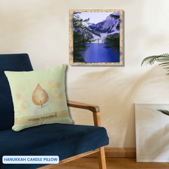 Chandelle Jaune Lumière Joyeux Oreiller Jaune Hano (Yellow Candle light Happy Hanukkah Throw Pillow)