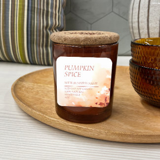 Chandelle parfumée automne Étiquette d'aquarelle m