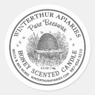 Chandelle vintage Skep Pure Beeswax Étiquette Blan