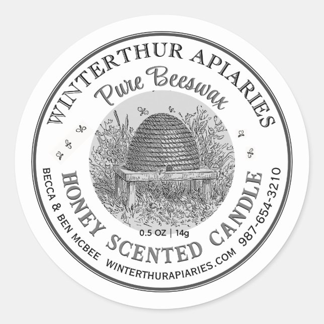 Chandelle vintage Skep Pure Beeswax Étiquette Blan (Devant)