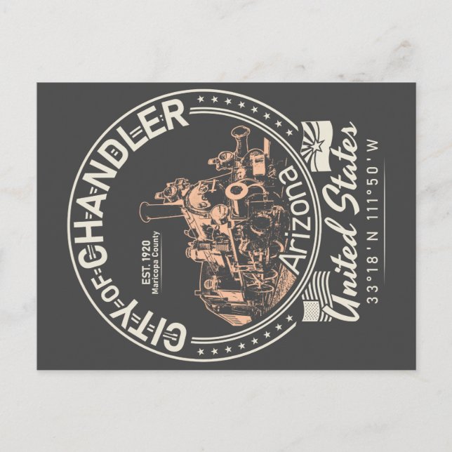 CHANDLER ARIZONA - LOCOMOTIVE - RAILROAD POSTCARD (Front)
