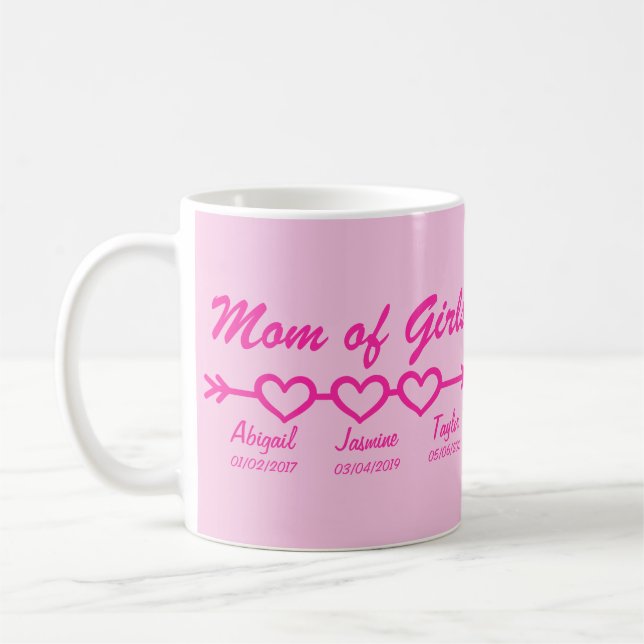 Change Add Children Kids Names Date Mom Boho Arrow Coffee Mug (Left)