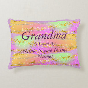 Change Add Names Grandma Is Loved By - Stars Mauve Accent Pillow