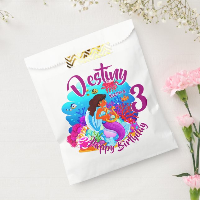Change Age Name Mermaid Birthday Party Personalize Favour Bag (Sealed)