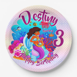 Change Age Name Mermaid Birthday Party Personalize Paper Plate