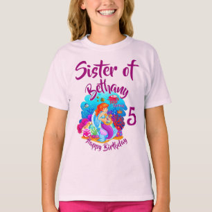 Change Age Name Mermaid Birthday Party Personalize T-Shirt