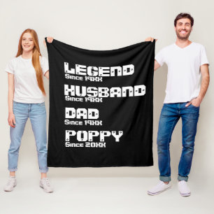 Change ALL Name Date Year Legend Husband Dad Poppy Fleece Blanket