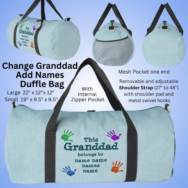 Change ALL Names This Grandad  Belongs to Grandkid Duffle Bag (Creator Uploaded)
