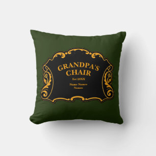 Change All Names This is Grandpa's Chair Grandkids Throw Pillow