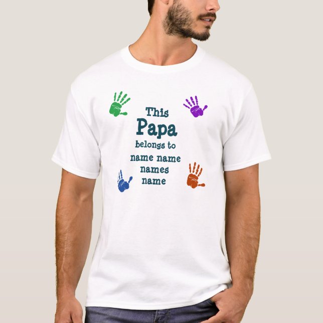 Change ALL Names  This Papa Belongs to Grandfather T-Shirt (Front)