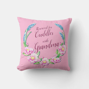 Change ALL Text Add Name Reserved Cuddles Grandma Throw Pillow