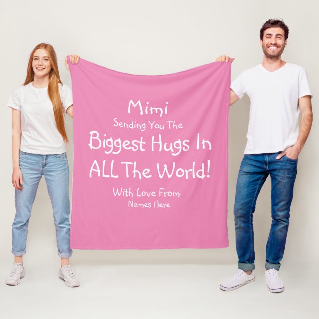 Change ALL TEXT Gigi Mimi Biggest Hugs in World    Fleece Blanket (In Situ)