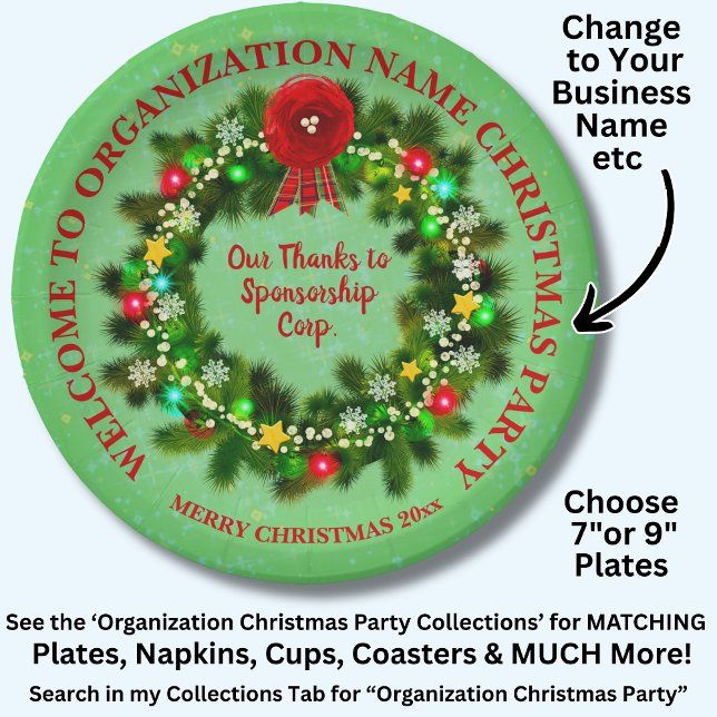 Change ALL Text Organization Christmas Party 7" Pa Paper Plate (Creator Uploaded)