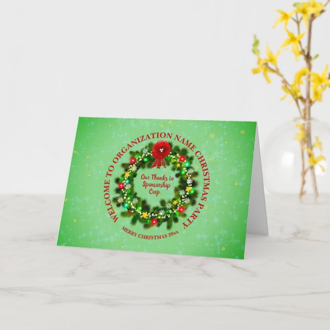 Change ALL Text Organization Christmas Party Card (Yellow Flower)