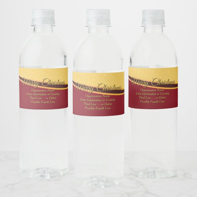 Change ALL Text Organization Christmas Party Water Bottle Label (Bottles)