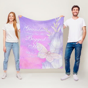 Change ALL TEXT  Send Biggest Hug for Mom Grandma  Fleece Blanket