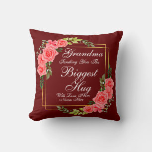 Change ALL TEXT Send Biggest Hug for Mom Grandma Throw Pillow