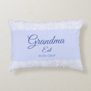Change Any Text Grandma est Grandmother Baby Blue Accent Pillow