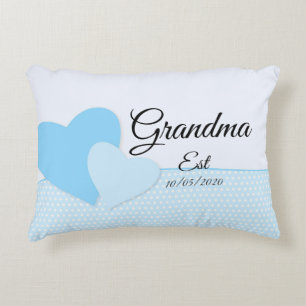 Change Any Text Grandma est Grandmother Baby Blue Accent Pillow